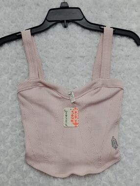 FP Movement by Free People Ribbed Square-Neck Crop Tank - Light Pink C4